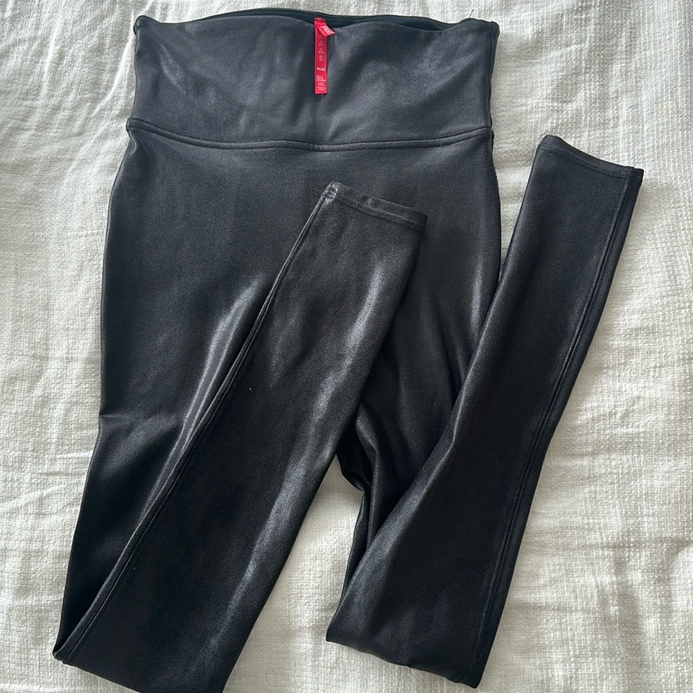 SPANX Black Faux Leather Leggings
